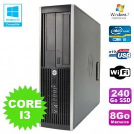 PC HP Elite 8200 SFF Intel Core I3 3.1GHz 8Go Disque 240Go SSD DVD WIFI W7