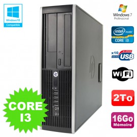 PC HP Elite 8200 SFF Intel Core I3 3.1GHz 16Go Disque 2To DVD WIFI W7