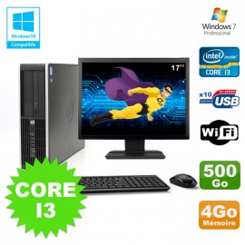 Lot PC HP Elite 8200 SFF Core I3 3.1GHz 4Go 500Go DVD WIFI W7 + Ecran 17"