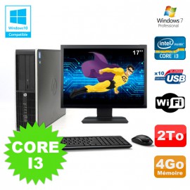 Lot PC HP Elite 8200 SFF Core I3 3.1GHz 4Go 2To DVD WIFI W7 + Ecran 17"