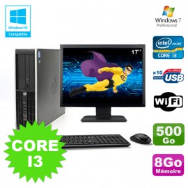 Lot PC HP Elite 8200 SFF Core I3 3.1GHz 8Go 500Go DVD WIFI W7 + Ecran 17"