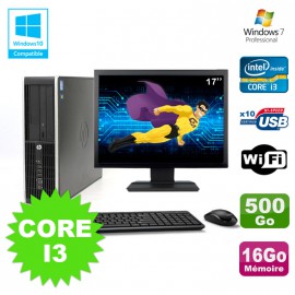 Lot PC HP Elite 8200 SFF Core I3 3.1GHz 16Go 500Go DVD WIFI W7 + Ecran 17"