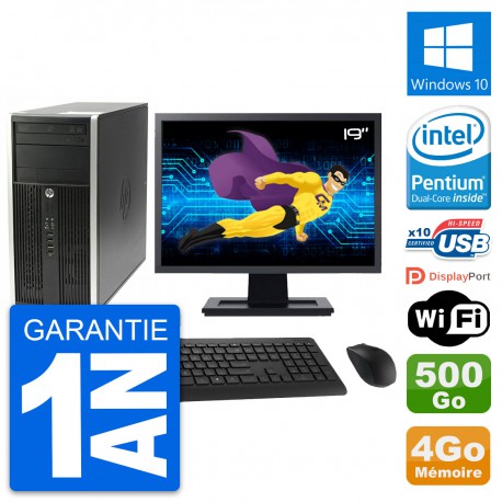 PC Tour HP Pro 6200 CMT Ecran 19" G630 RAM 4Go Disque Dur 500Go Windows 10 Wifi
