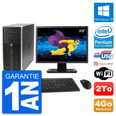 PC Tour HP Pro 6200 CMT Ecran 19" G630 RAM 4Go Disque Dur 2To Windows 10 Wifi
