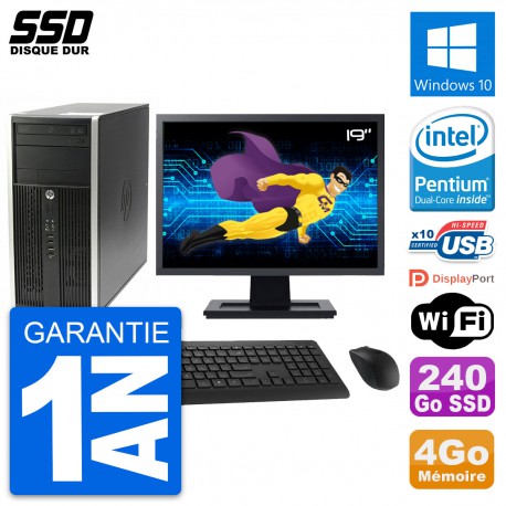 PC Tour HP Pro 6200 CMT Ecran 19" Intel G630 RAM 4Go SSD 240Go Windows 10 Wifi