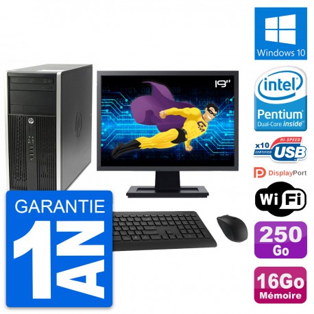 PC Tour HP Pro 6200 CMT Ecran 19" G630 RAM 16Go Disque Dur 250Go Windows 10 Wifi