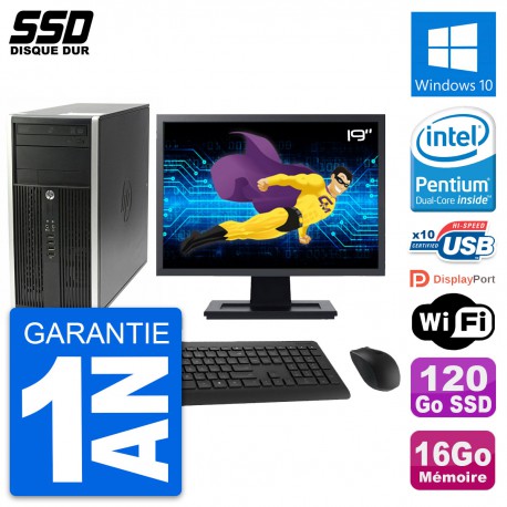 PC Tour HP Pro 6200 CMT Ecran 19" Intel G630 RAM 16Go SSD 120Go Windows 10 Wifi
