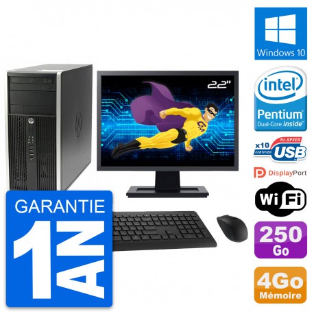PC Tour HP Pro 6200 CMT Ecran 22" G630 RAM 4Go Disque Dur 250Go Windows 10 Wifi