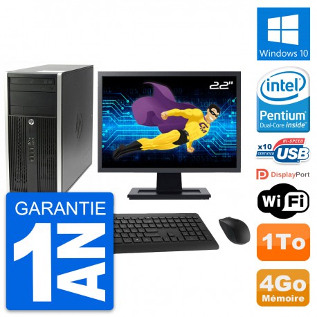 PC Tour HP Pro 6200 CMT Ecran 22" G630 RAM 4Go Disque Dur 1To Windows 10 Wifi