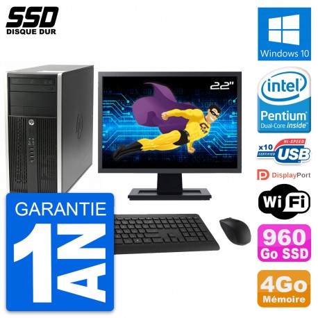 PC Tour HP Pro 6200 CMT Ecran 22" Intel G630 RAM 4Go SSD 960Go Windows 10 Wifi