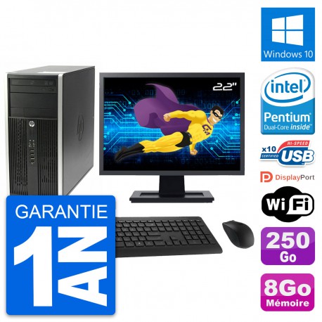 PC Tour HP Pro 6200 CMT Ecran 22" G630 RAM 8Go Disque Dur 250Go Windows 10 Wifi
