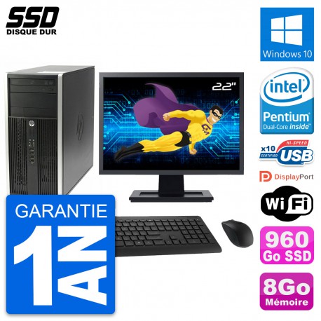 PC Tour HP Pro 6200 CMT Ecran 22" Intel G630 RAM 8Go SSD 960Go Windows 10 Wifi