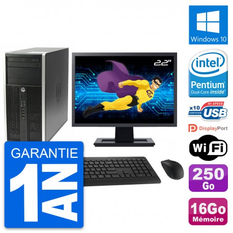 PC Tour HP Pro 6200 CMT Ecran 22" G630 RAM 16Go Disque Dur 250Go Windows 10 Wifi