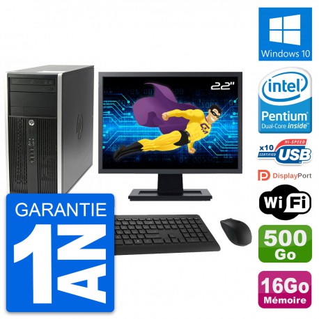 PC Tour HP Pro 6200 CMT Ecran 22" G630 RAM 16Go Disque Dur 500Go Windows 10 Wifi