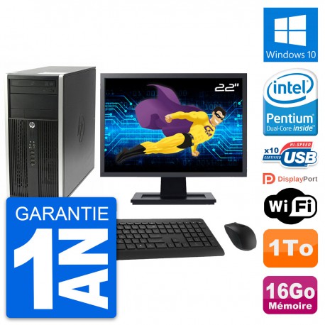 PC Tour HP Pro 6200 CMT Ecran 22" G630 RAM 16Go Disque Dur 1To Windows 10 Wifi