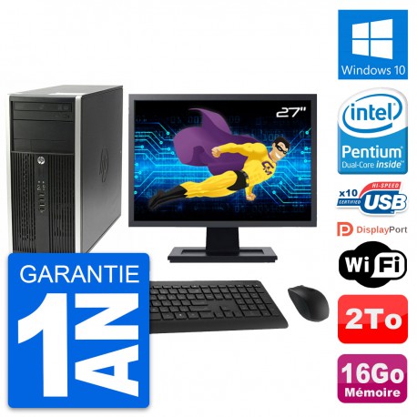 PC Tour HP Pro 6200 CMT Ecran 27" G630 RAM 16Go Disque Dur 2To Windows 10 Wifi