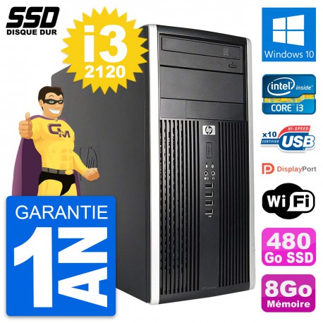 PC Tour HP Compaq Pro 6200 CMT Intel i3-2120 RAM 8Go SSD 480Go Windows 10 Wifi