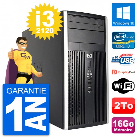 PC Tour HP Compaq Pro 6200 CMT Intel i3-2120 RAM 16Go Disque 2To Windows 10 Wifi