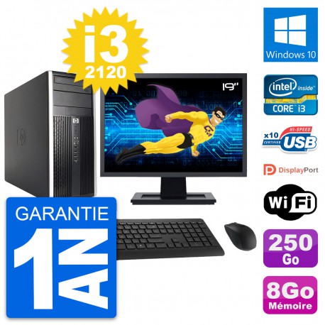 PC Tour HP Pro 6200 CMT Ecran 19" i3-2120 RAM 8Go Disque 250Go Windows 10 Wifi