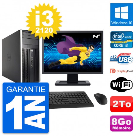 PC Tour HP Pro 6200 CMT Ecran 19" i3-2120 RAM 8Go Disque Dur 2To Windows 10 Wifi