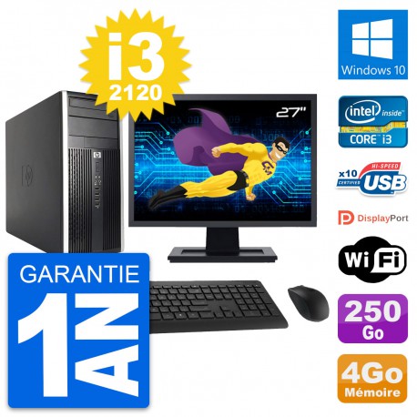 PC Tour HP Pro 6200 CMT Ecran 27" i3-2120 RAM 4Go Disque 250Go Windows 10 Wifi