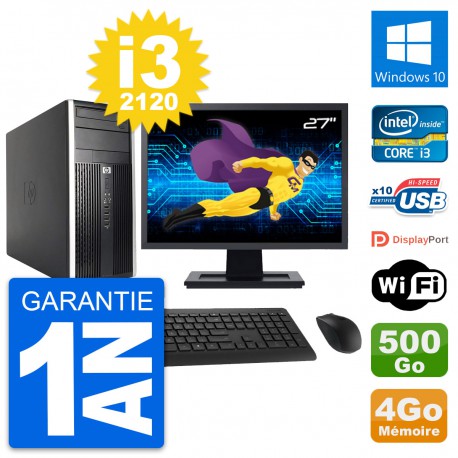 PC Tour HP Pro 6200 CMT Ecran 27" i3-2120 RAM 4Go Disque 500Go Windows 10 Wifi