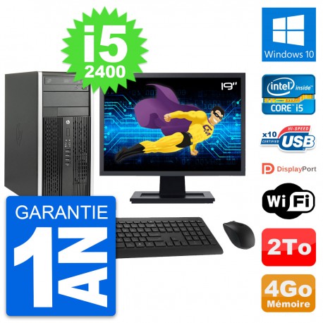 PC Tour HP Pro 6200 CMT Ecran 19" i5-2400 RAM 4Go Disque Dur 2To Windows 10 Wifi