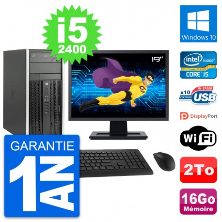 PC Tour HP Pro 6200 CMT Ecran 19" i5-2400 RAM 16Go Disque 2To Windows 10 Wifi