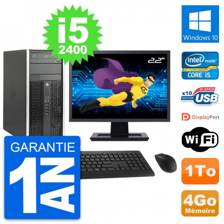 PC Tour HP Pro 6200 CMT Ecran 22" i5-2400 RAM 4Go Disque Dur 1To Windows 10 Wifi