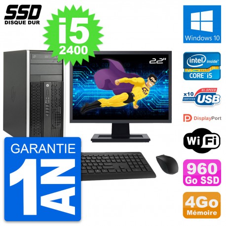 PC Tour HP Pro 6200 CMT Ecran 22" Core i5-2400 RAM 4Go SSD 960Go Windows 10 Wifi