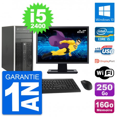 PC Tour HP Pro 6200 CMT Ecran 22" i5-2400 RAM 16Go Disque 250Go Windows 10 Wifi