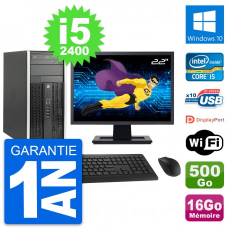 PC Tour HP Pro 6200 CMT Ecran 22" i5-2400 RAM 16Go Disque 500Go Windows 10 Wifi