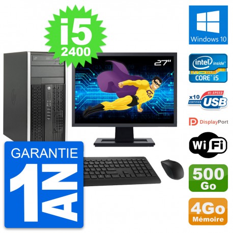 PC Tour HP Pro 6200 CMT Ecran 27" i5-2400 RAM 4Go Disque 500Go Windows 10 Wifi