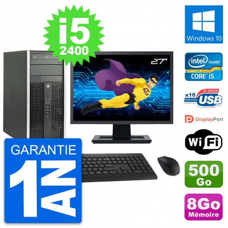 PC Tour HP Pro 6200 CMT Ecran 27" i5-2400 RAM 8Go Disque 500Go Windows 10 Wifi