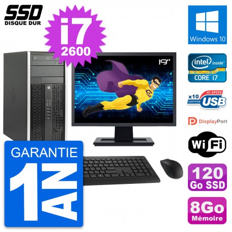 PC Tour HP Pro 6200 CMT Ecran 19" Core i7-2600 RAM 8Go SSD 120Go Windows 10 Wifi