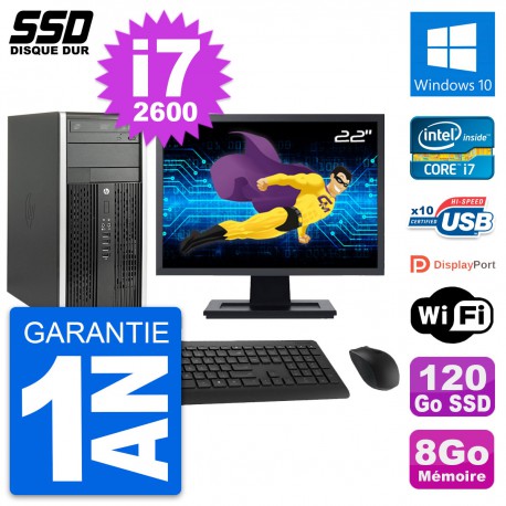 PC Tour HP Pro 6200 CMT Ecran 22" Core i7-2600 RAM 8Go SSD 120Go Windows 10 Wifi