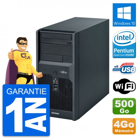 PC Tour Fujitsu Esprimo P2560 Intel E5500 RAM 4Go Disque 500Go Windows 10 Wifi