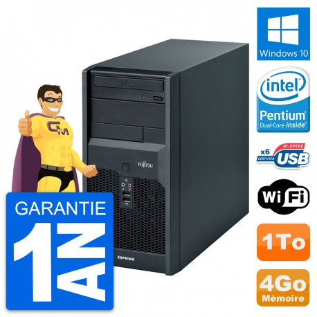 PC Tour Fujitsu Esprimo P2560 Intel E5500 RAM 4Go Disque Dur 1To Windows 10 Wifi