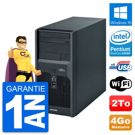 PC Tour Fujitsu Esprimo P2560 Intel E5500 RAM 4Go Disque Dur 2To Windows 10 Wifi