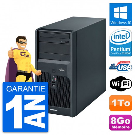 PC Tour Fujitsu Esprimo P2560 Intel E5500 RAM 8Go Disque Dur 1To Windows 10 Wifi