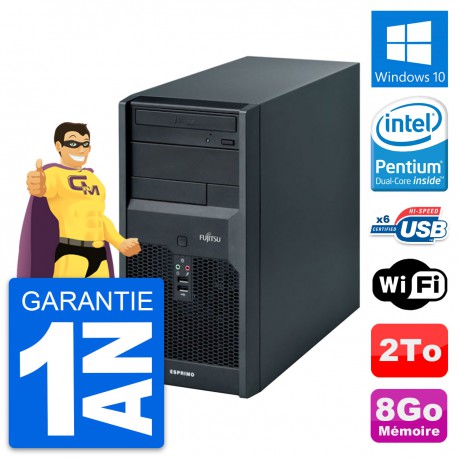 PC Tour Fujitsu Esprimo P2560 Intel E5500 RAM 8Go Disque Dur 2To Windows 10 Wifi