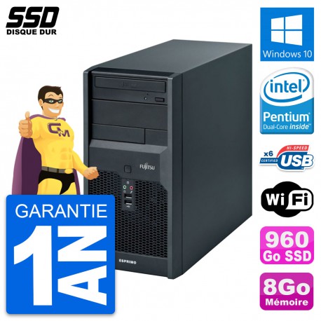 PC Tour Fujitsu Esprimo P2560 Intel E5500 RAM 8Go SSD 960Go Windows 10 Wifi