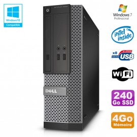 PC Dell Optiplex 3020 SFF Intel G3220 3GHz 4Go Disque 240Go SSD DVD Wifi W7