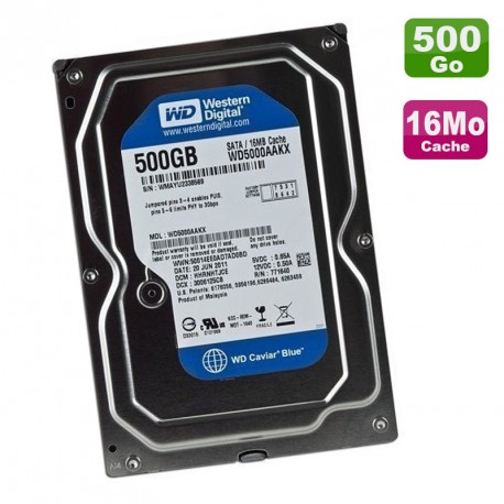 Disque Dur 500Go SATA 3.5" Western Digital Caviar Blue WD5000AAKX-603CA0 16Mo