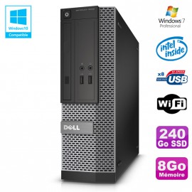 PC Dell Optiplex 3020 SFF Intel G3220 3GHz 8Go Disque 240Go SSD DVD Wifi W7