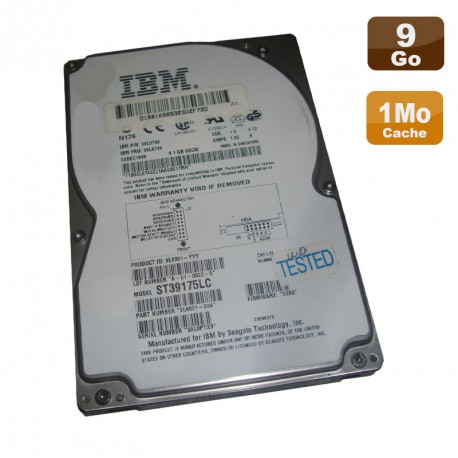 Disque Dur 9.1Go SCSI 80Pin 3.5" IBM Seagate ST39175LC 7200RPM 1Mo