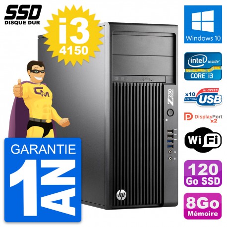 PC Tour HP WorkStation Z230 Intel Core i3-4150 RAM 8Go SSD 120Go Windows 10 Wifi