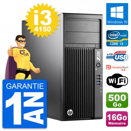 PC Tour HP Z230 Intel Core i3-4150 RAM 16Go Disque Dur 500Go Windows 10 Wifi