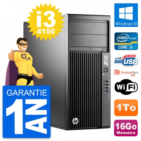 PC Tour HP Z230 Intel Core i3-4150 RAM 16Go Disque Dur 1To Windows 10 Wifi