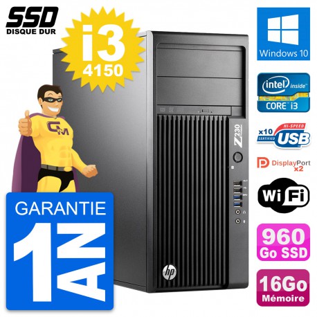 PC Tour HP WorkStation Z230 Intel i3-4150 RAM 16Go SSD 960Go Windows 10 Wifi